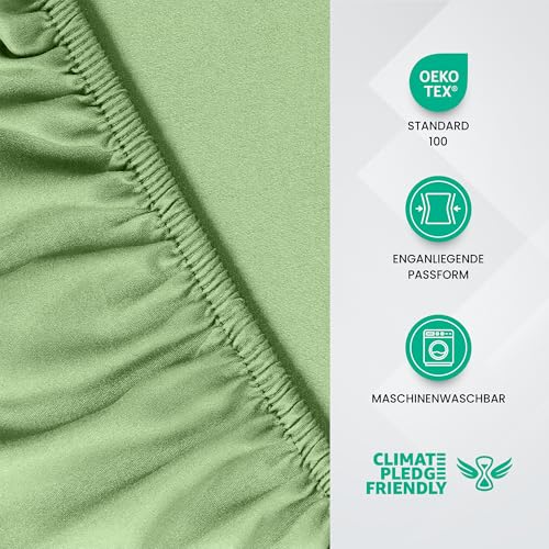 Utopia Bedding - Spannbettlaken 180x200cm - Summer Green - Grün - Oeko-Tex Zertifiziertes Gebürstete Polyester-Mikrofaser Spannbetttuch - 35 cm Tiefe Tasche