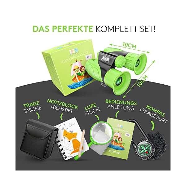 Kids Supply Fernglas für Kinder 8x21 mit Lupe & Kompass & Tasche − Kinderfernglas im Entdecker Set − Fernrohr für Kinder… – Bild 3