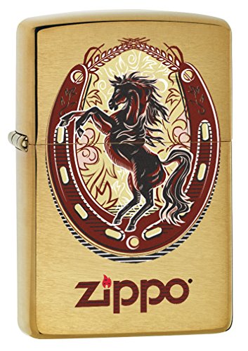 Encendedor Zippo Horse and Horseshoe Brushed Brass miniatura 1