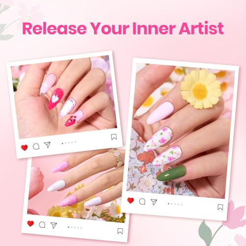 Image of Beetles Gel Polish Nail Art Brushes Set 6 Pcs Nail Brush and 8 ml Pink Painting Gel, Floral Pattern Handle Gradient Bristles Fingernail Art Pens DIY with Bowknot Accessories Manicure Design Tools Set