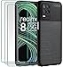 ivoler Funda para Realme 8 5G / Realme Narzo 30 5G, con 3 Unidades Cristal Templado, Fibra de Carbono Carcasa Protectora Antigolpes Negro, Suave TPU Silicona Caso Anti-Choques Case Cover