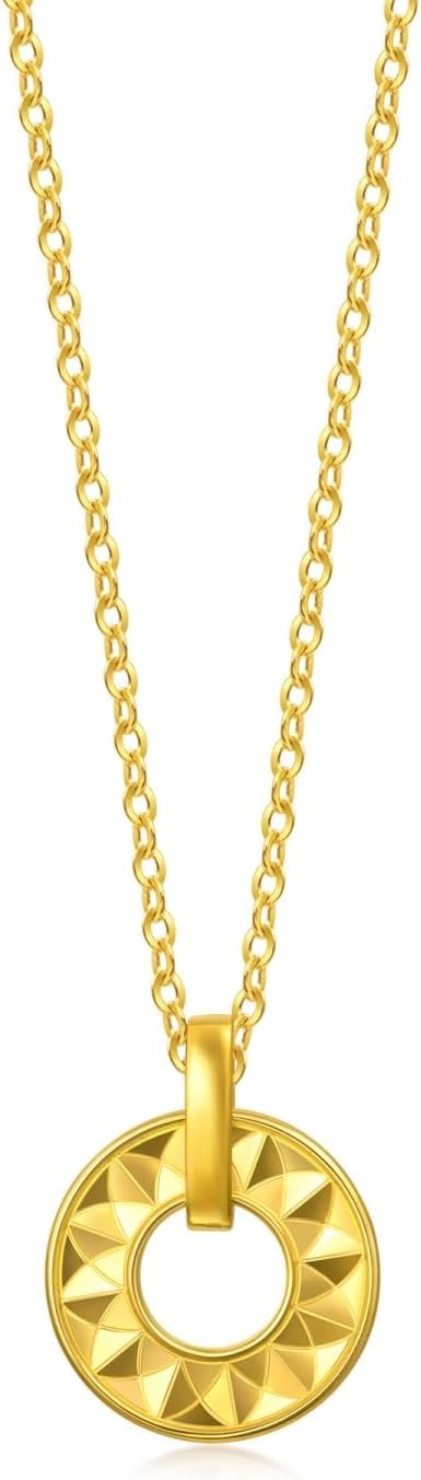 CHOW SANG SANG 999 24K Gold MINTYGREEN Sunflower Dual Sided Wear Dainty Necklace for Women 47cm 94535N Price-by-Weight Approx. 4.49g Gold