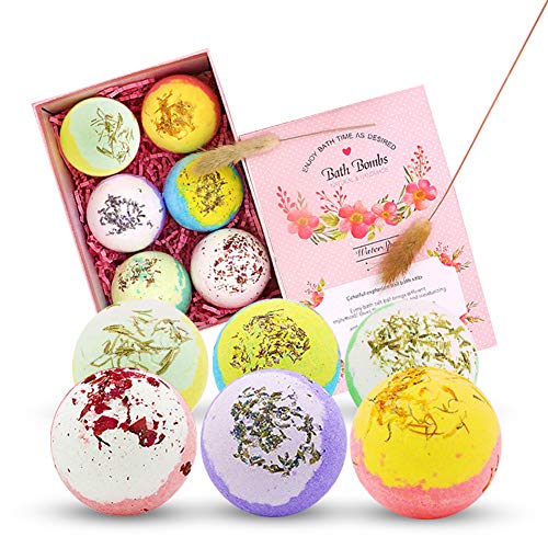 SIENON Bath Bombs Gift Set- Large Size 6pcs X 4 oz -Natural Bubble Fizzies with Sea Salt and Essential Oils, Moisturizes Dry Skin, Bubble Baths, Best Gift for Her/Him, Mother, Wife, Girlfriends, Women