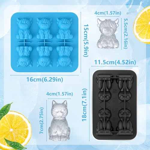 Molde de Cubitos de Hielo 3D Animal x 2 Silicona miniatura 4