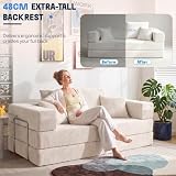 YINIX Folding Sofa Bed 160cm King Size, Convertible Modular Sofa, Corduroy Boneless Couch with Metal Frame, 2 Seater Floor Futon Mattress, Non Slip Base, Washable Cover - 6