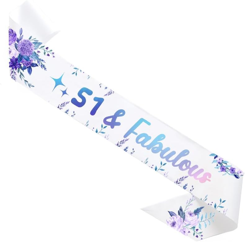 96 Fabulous Flower Birthday Sash 96th Party Gifts Glitter Satin Sash for Women's 96th Birthday Party Decoration