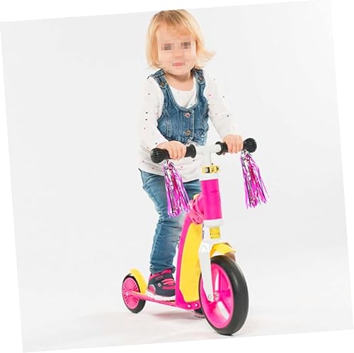 Miniatura 2 de Homoyoyo 4 accesorios de scooter para niñas, cinta con purpurina con flecos rosados, borlas con purpurina para bicicleta, serpentinas