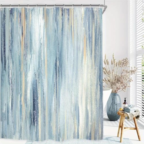 Rideau de douche anti-éclaboussures pour sol sec en polyester bleu - 3