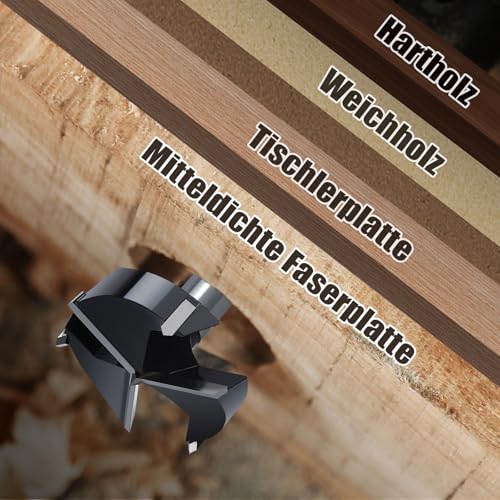 52.5MM Forstnerbohrer für Holz,Forstner Bohrer Länge 92mm mit Rundschaft,Holzbohrer für Holz,Hartholz,Faserplatten