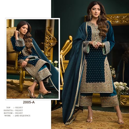 Indian/Pakistani Stitched Suit for Women Eid Ramzan Wear Plazzo Style Velvet Salwar Kameez Dress for Women3