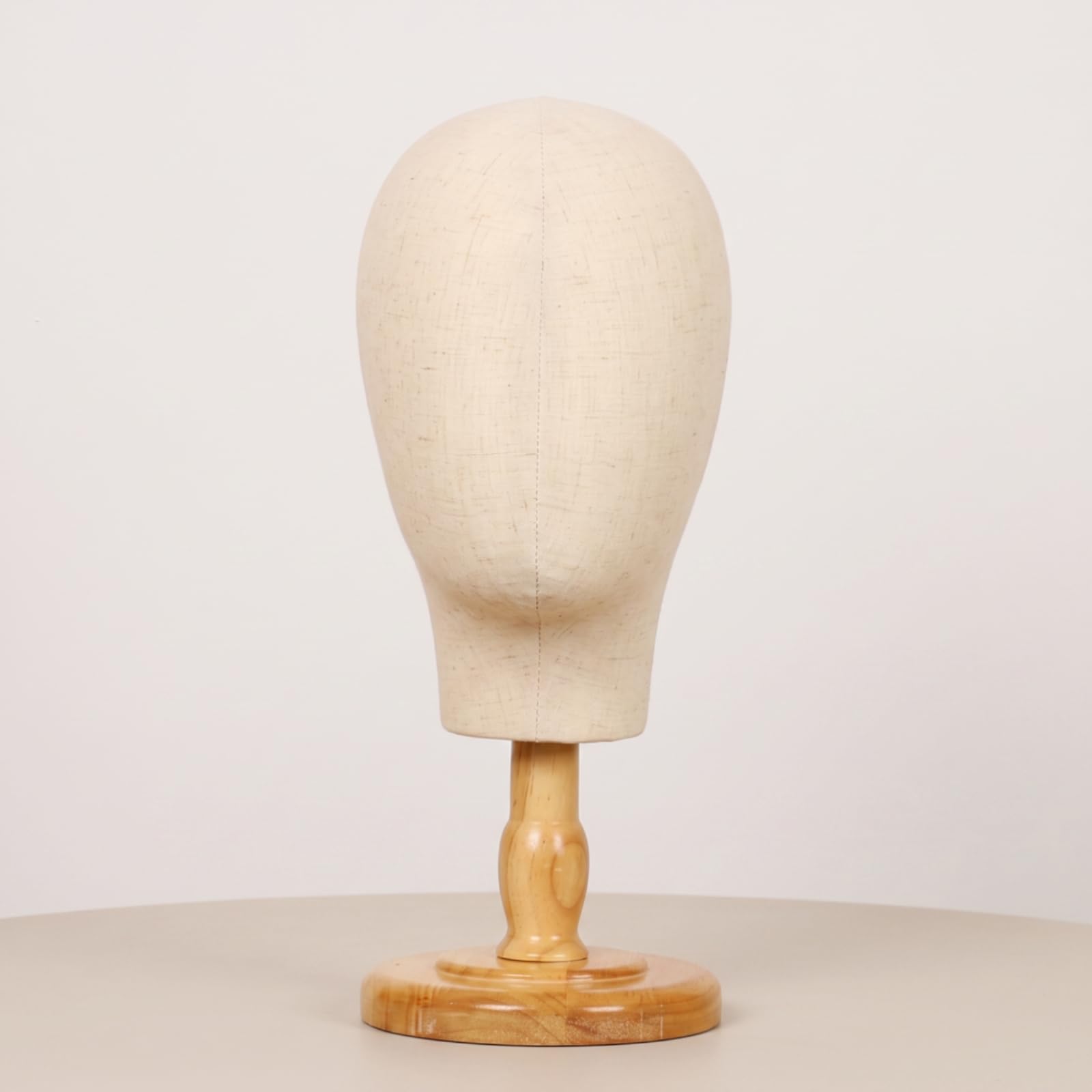 Manichino Testa Espositiva Dummy Testa Cappelli Parrucche Accessori Facciale Semplice Rivestita Lino Asta Solida Base , Circonferenza Testa 54 Cm, Altezza 34 Cm , style to 4
