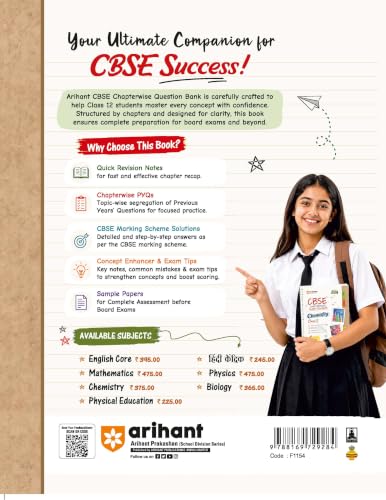 Image of Arihant CBSE Question Bank Class 12 Chemistry For Board Exam 2027 | Chapterwise PYQs (2026-2016) with Revision Theory, Detailed Solutions, Exam Tips & Sample Papers As per CBSE Syllabus