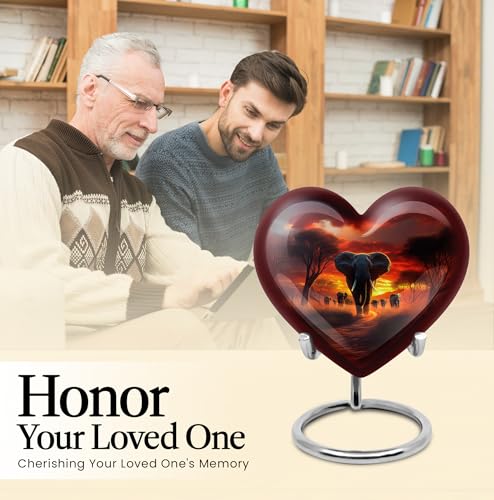 Image of Elephant Urn for Ashes Large Urn for Human Ashes Adult Female 8 Inch Large | Large Cremation Urn for Human Ashes Adult Female, Decorative Burial Urns for Mom & Dad, Memorial Urns