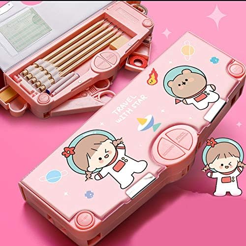 Aisa Cartoon Grils Character Plastic Pencil Case Multifunctional Pen Holder Pencil Box Office Supplies image 4