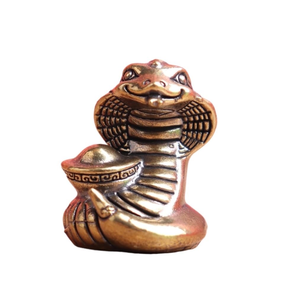 Huffa Brass Zodiac Snake Wrapped Around Waist Vintage Tabletop Tea Pet Ornament