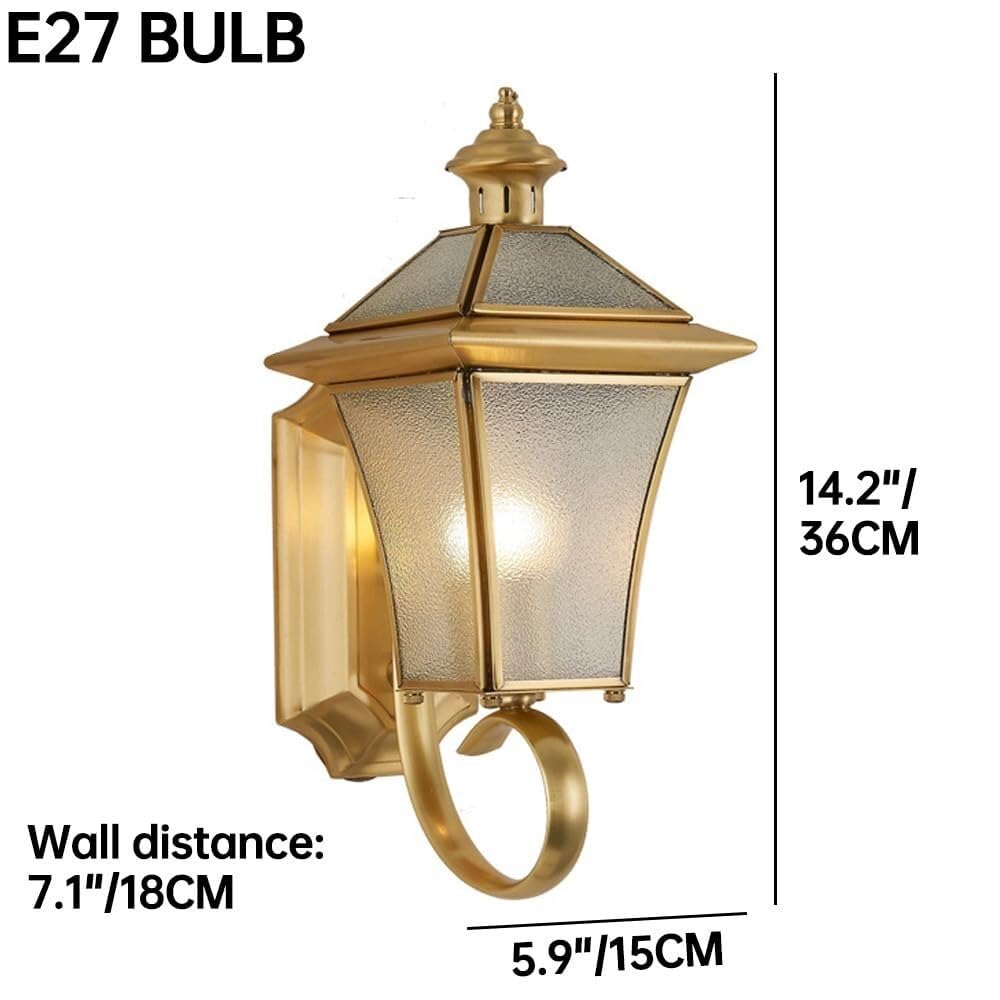 Wandleuchte Aussen Messing Außenwandleuchte Glas Wetterfeste Europäische Wandlampe Für Garten Veranda Bar Weg Haus Terrasse(4-Pack)