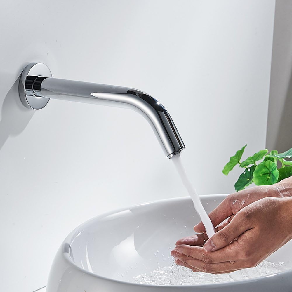 Rubinetto Touchless Rubinetti Automatico Rubinetto per acqua con sensore a induzione a infrarossi da parete Miscelatore Lavabo Automatico con Sensor