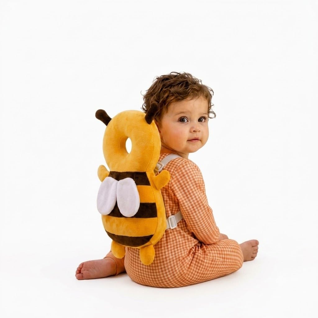Bee Yellow Baby Safety Backpack Head Protector Cushion with Adjustable Straps Anti Fall Pillow for Crawling, Walking & Toddler Safety-image-13