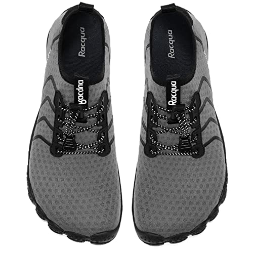 Image of Racqua Water Shoes Quick Dry Barefoot Beach Aqua Sport Swim Surf Pool Hiking Diving Walking for Men Women, Wz111-deep Grey, 8.5 Women /7.5 Men