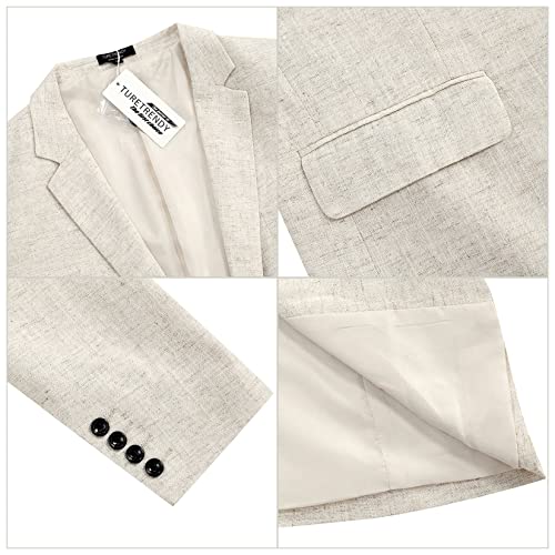 Turetrendy Men's Casual Sport Coat Lightweight Linen Blazer One Button Business Suit Jackets Stylish Daily Suits Light Khaki 2Xl #TOP3