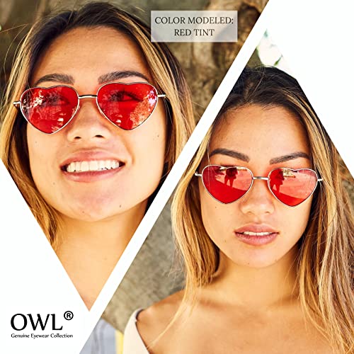 OWL 3Pcs Heart Sunglasses for Women UV400 Protection Colored Lens Metal Frame Heart Shaped Sunglasses Women Heart Glasses3