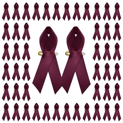 Image of Ribbon Awareness Satin Pins Cancer Awareness Ribbon Pin with Safety Pin