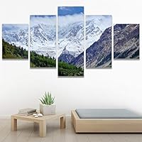 SIGNWIN 5 Panel Canvas Wall Art Modern Art Expressive Farmhouse/Country Landscape Mountain Top Multicolor Photography for Home Decorations Ready to Hang - 60