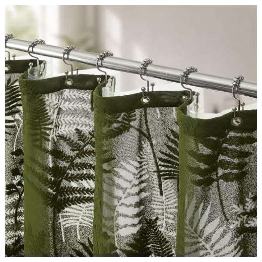 Lameirose Olive Green Sheer Shower Curtain and Liner Set with Hooks 72x72