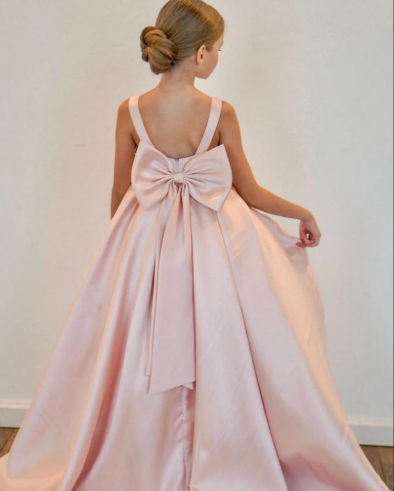 Flower Girl Dress for Wedding Kids Princess First Communion Formal Dresses Pageant Ball Gowns with Bow PY2003