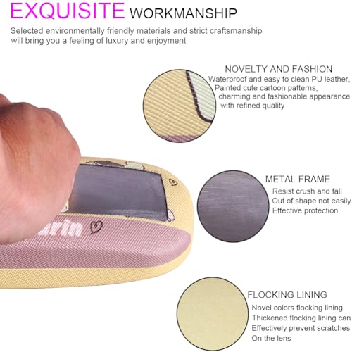 Image of ADBGV Cute Stylish Hard Shell Eyeglasses Cases Protective Case Storage Box With Glasses Cloth Eyeglass Strap for Girl Teen