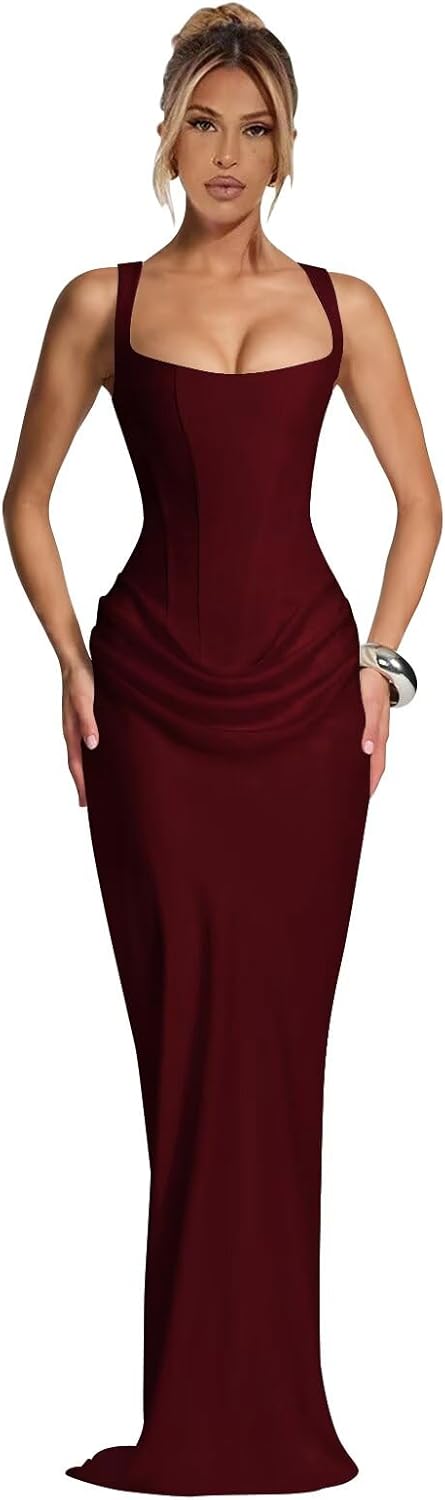 Women's Sexy Satin Prom Dresses 2026 Mermaid Corset Long Spaghetti Straps Cocktail ...