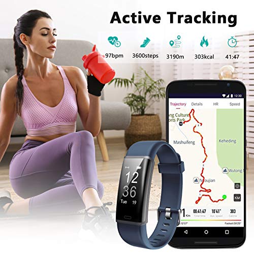 Lintelek Fitness Tracker Heart Rate Monitor, Activity Tracker, Pedometer Watch with Connected GPS, Waterproof Calorie Counter, 14 Sports Modes Step Tracker for Women, Men and Gift