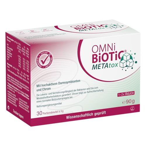 OMNi BiOTiC METAtox | 30 Portionen | 9 Bakterienstämme | 15 Mrd. Keime pro Tagesdosis | Pulver | Vegan | Zur täglichen Anwendung | Mit Bakterien für die Darmflora
