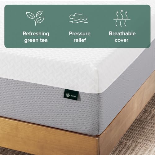 Image of Zinus 10 Inch Green Tea Essential Memory Foam Mattress [New Version], Full, Fiberglass Free, Medium Feel, Breathable Airflow Memory Foam, Certified Safe Foams & Fabric, Mattress in A Box