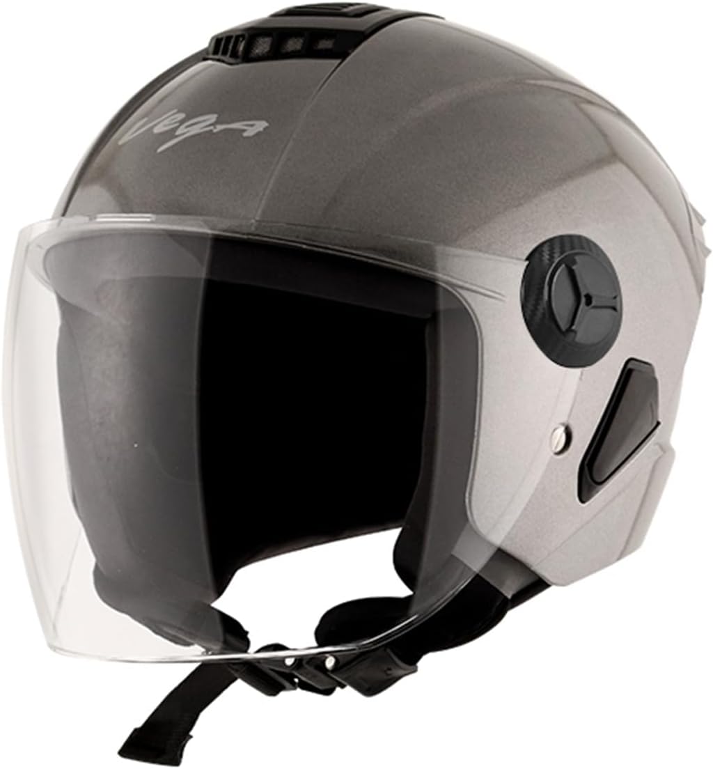 Aster Dx ISI Certified Full Face Motorcycle Helmet with Durable ABS Outer Shell High Density EPS Liner Scratch Resistant Visor Quick Release Buckle Comfortable Inner Padding Anthracite Helmet-L