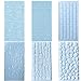 6 Pcs Fondant Impression Texture Mat Mold Set, Light Blue Fondant Embossed Tree Bark/Brick Wall/Flower/Cobblestone/Stone Wall Texture Rolling Pin Design Mold for Chocolate Cupcake Cake