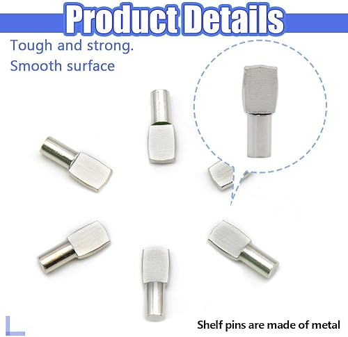 Miniatura 3 de 100 clavijas de estante de 0.197 in, soportes para estantes en forma de cuchara para muebles, estantes, estanterías (0.197 x 0.709 in)