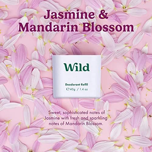 Wild - Natural Refillable Deodorant - Aluminium Free - Purple Case with Refill Variety Pack (3 x 40g) - Includes Fresh Cotton & Sea Salt, Jasmine & Mandarin and Coconut & Vanilla Scents - Vegan