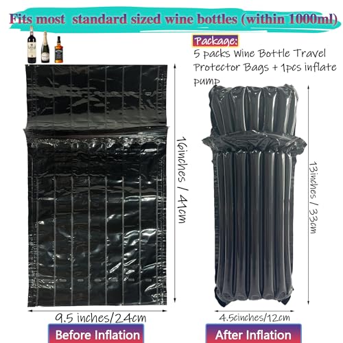 AKLVBL Bolsas de Viagem para Garrafas de Vinho, Avião, Mangas Infláveis Pretas para Transporte de Vi