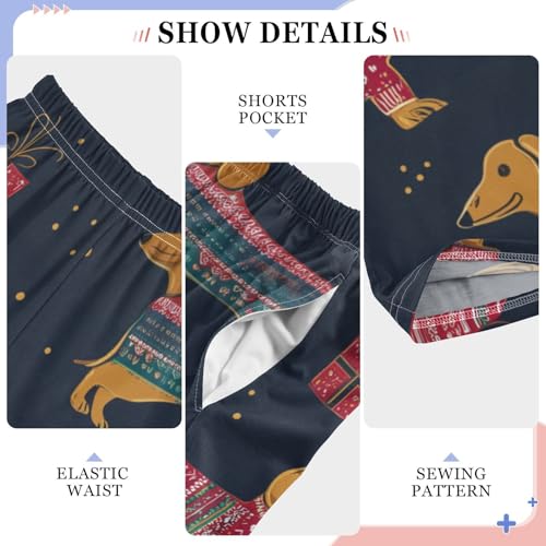ZZXXB Dachshund Xmas Trees Boys Long Pants Soft Trousers Elastic Waist Kids Lounge Bottoms with Pockets S-XL4