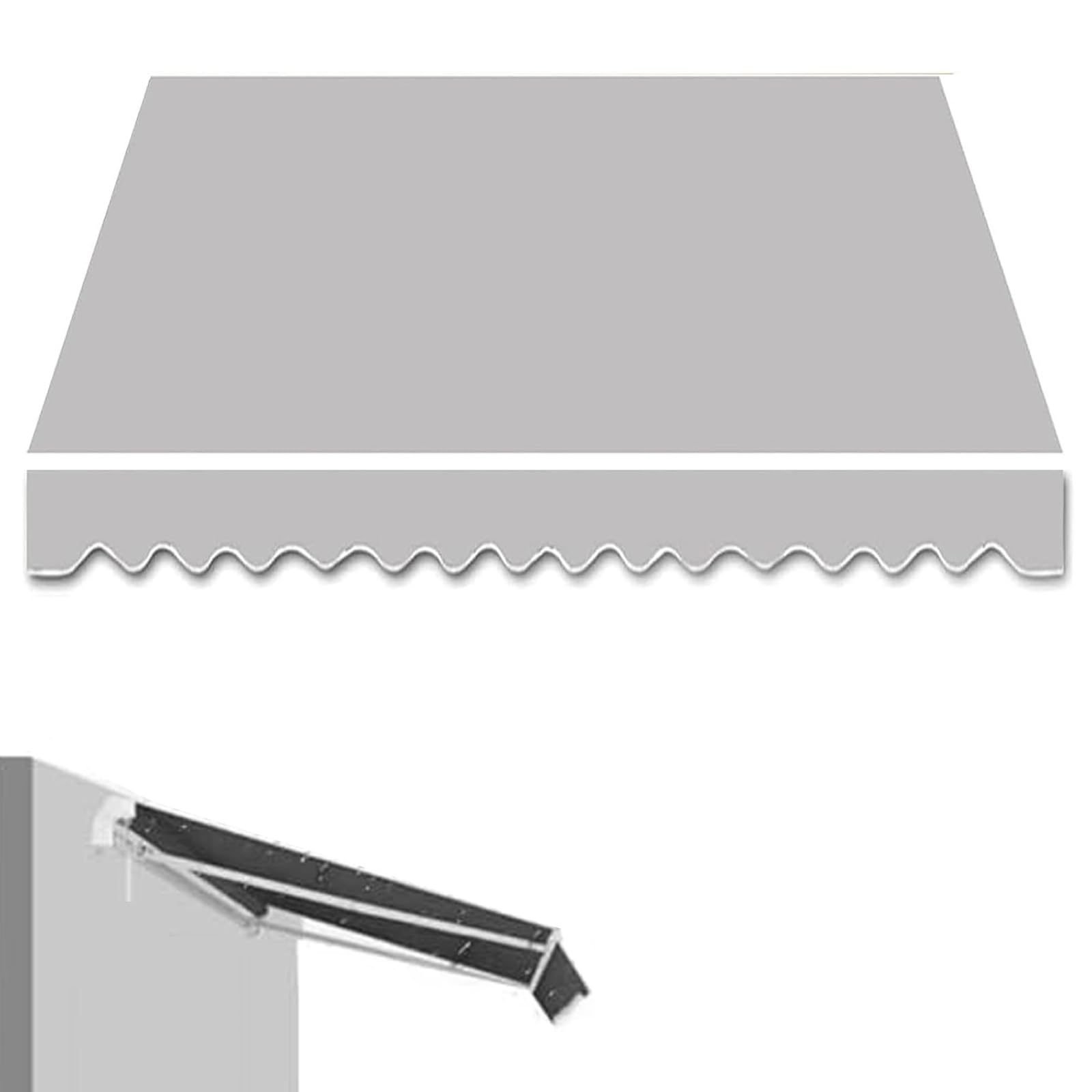 Yuqiwkk Grey Replacement Canvas For Retractable Awning, Outdoor Patio Canopy Deck Awnings Cover 280Gsm Polyester Uv Resistant Sunshade Shelter, Sunshade Canopy Textile For Balcony(Gray,3X2.5m (10X8.2ft))