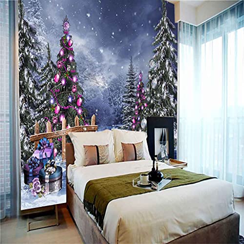 Toile murale auto-adhésive paysage de cèdre de Noël - 4