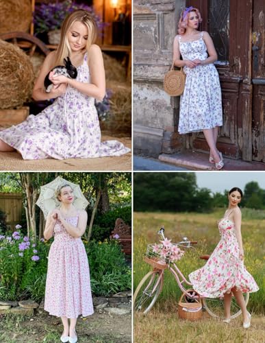 Image of Scarlet Darkness Women's Floral Midi Dress Corset Sundresses 2026 Summer Spring Vacation Milkmaid Dresses