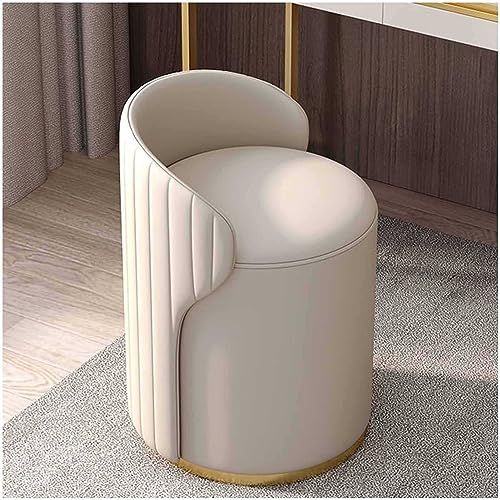 Silla de maquillaje pequeña con respaldo, taburete de cuero acolchado suave para dormitorio, sala de estar y comedor, perfecto para tocador y uso doméstico