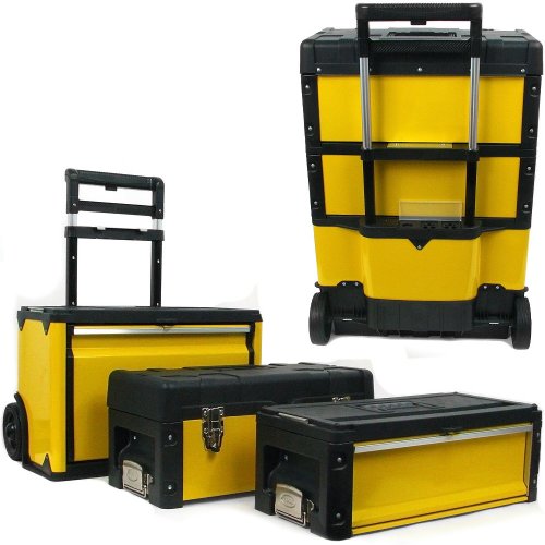 3-in-1 Rolling Tool Box with Wheels, Foldable Comfort Handle, and Removable Sections – Toolbox Organizers and Storage by Stalwart