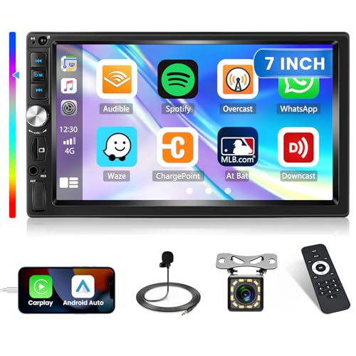 Inefala Stereo Auto 2 DIN Carplay con Schermo 7 Pollici Touchscreen Autoradio Bluetooth con Android Auto CarPlay Mirror Link FM TF USB AUX SWC Mic Retrocamera Telecomando