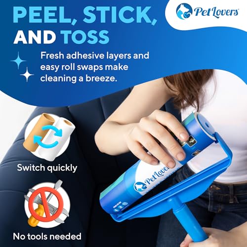 Image of PetLovers Pack of 4 Extra Sticky Lint Rollers for Floors - No Handles Included - 100 Sheets Per Refill - 400 Sheets Total
