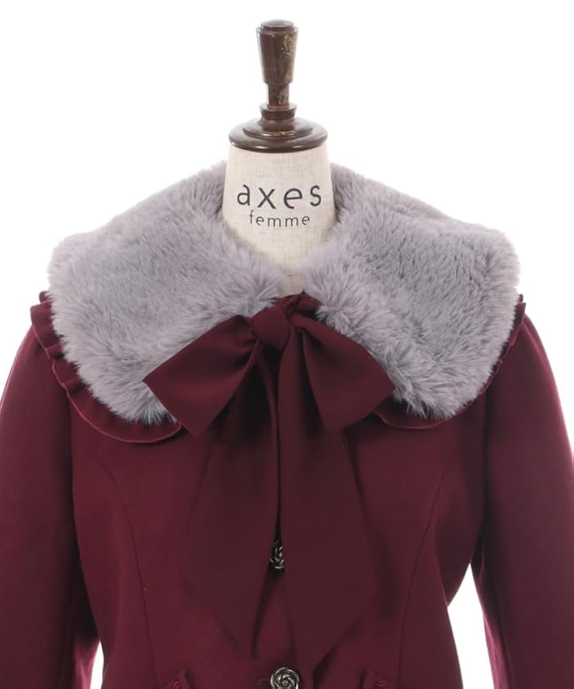 axes femm アクシーズファム ファー襟付 編上 ショートコート Amazon | [アクシーズファム] ファー襟付編上ショートコート