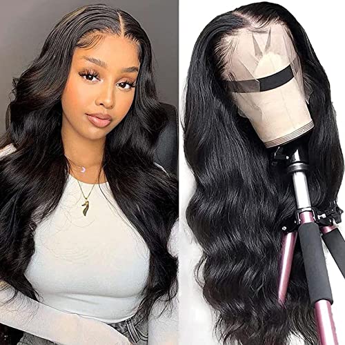 ZILING Body Wave 13x4 Lace Front Wigs Human Hair for Black Women Pre Plucked with Baby Hair 150% Density Brazilian Body Wave Human Hair Lace Front Wigs 16 Inch