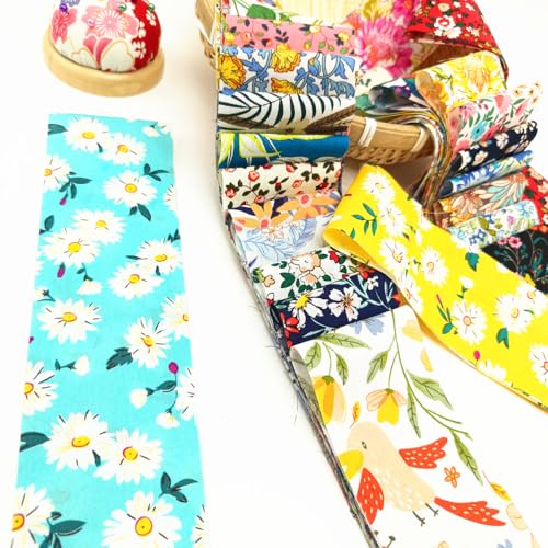 Image of 42pcs 2.4 * 19 inch Fat Quarter BundlesCotton Jelly Roll Easter Fabric Strips for Quilting Crafting Precut Patchwork for Sewing DIY Crafts (Mix)